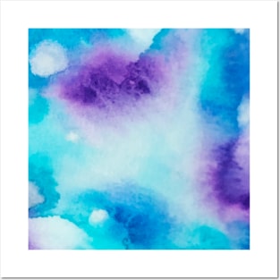 Blue and Purple Watercolor Splashes Posters and Art